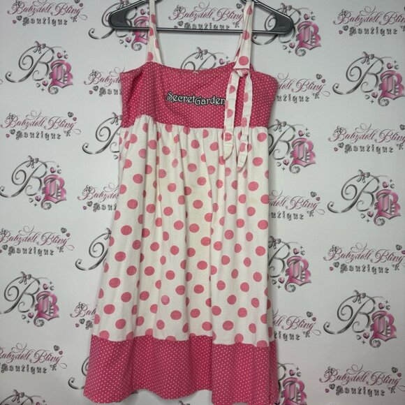 Vanessa dress secret garden polka dot dotted pink white sparkly silver writing - Picture 3 of 12